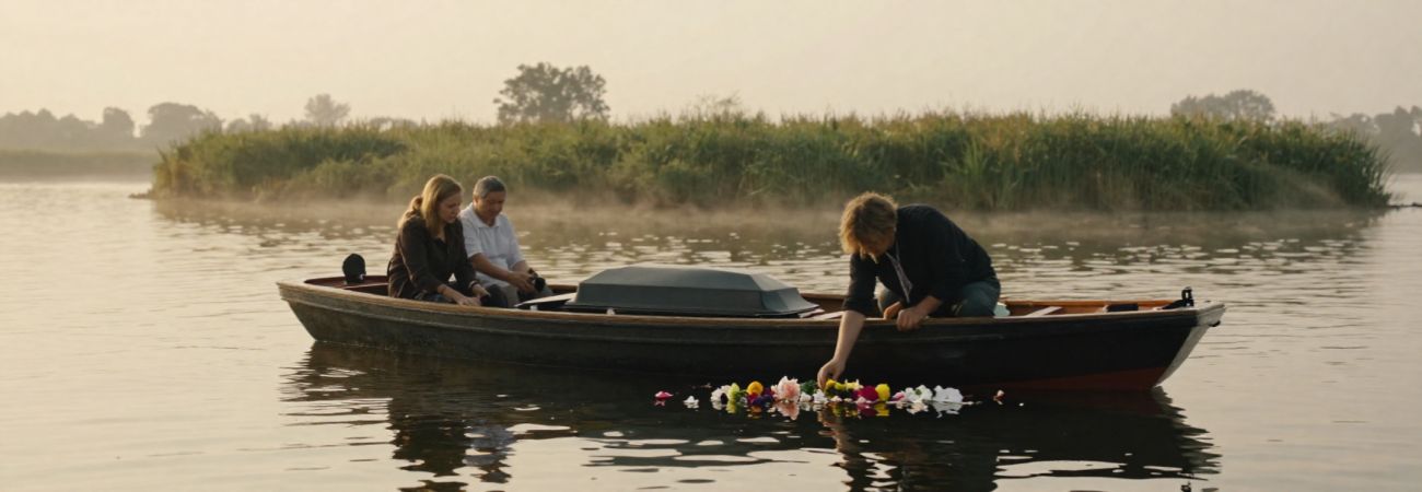 bloemen bij verstrooien van crematie-as vanaf een schip